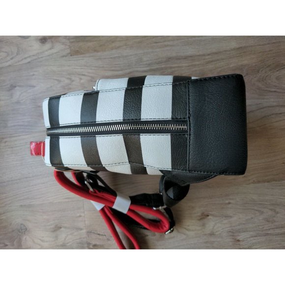 Loungefly Disney 101 Dalmatians Dog Striped Mini Backpack Black White Red - Picture 7 of 11